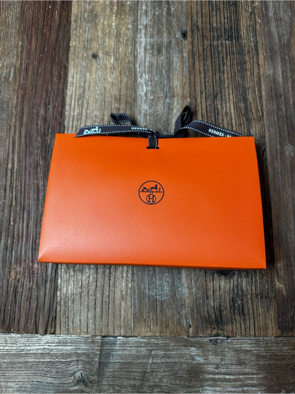 Hermes Orange Envelope Pouch with Ribbon